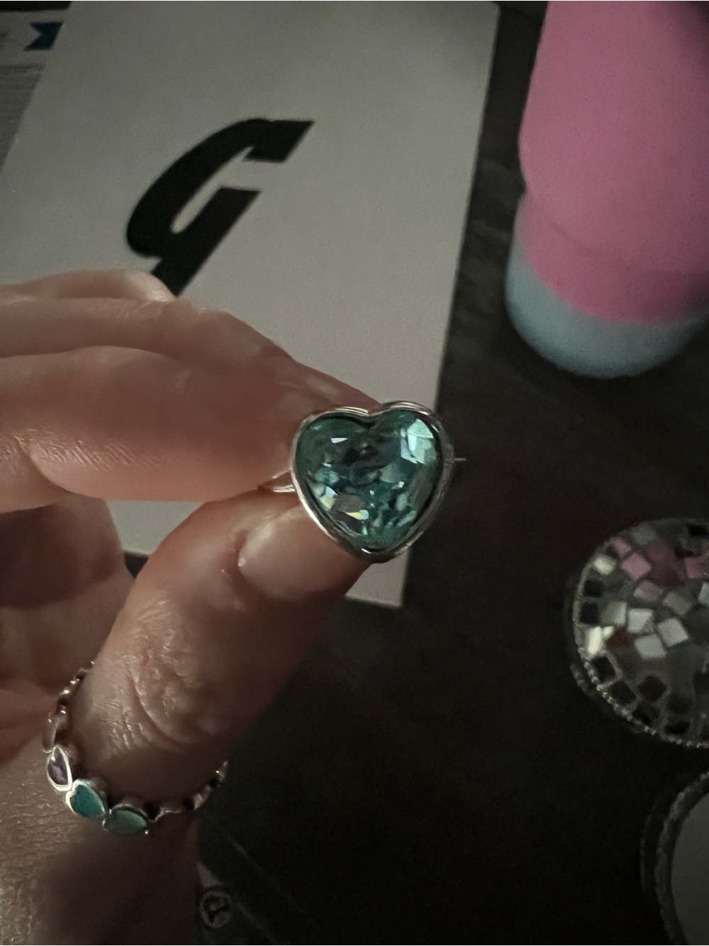 Gracie Abram’s Blue Gem Heart Ring| Size 6 - Picture 2 of 5